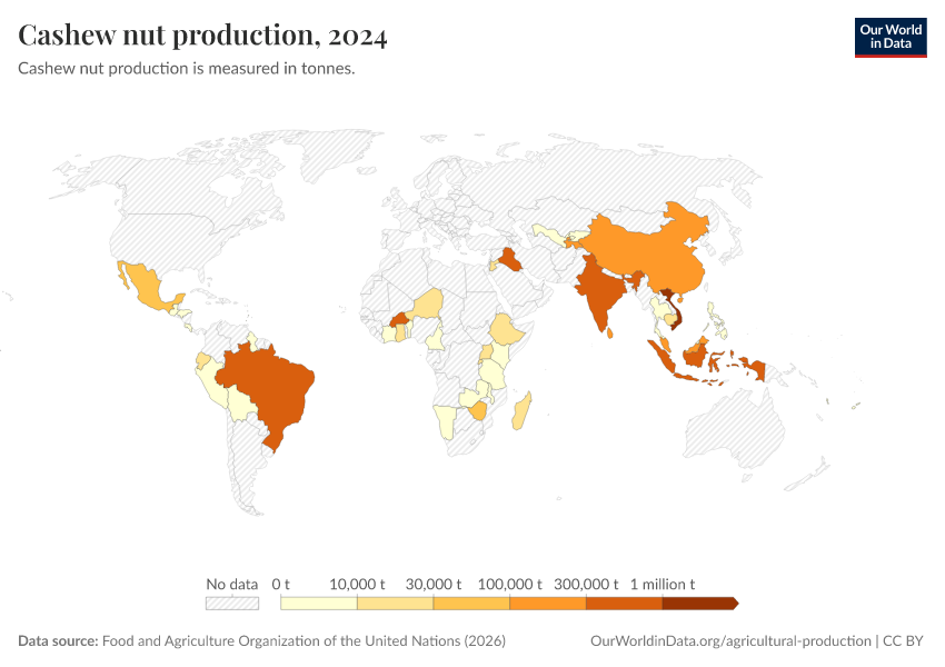 A thumbnail of the "Cashew nut production" chart