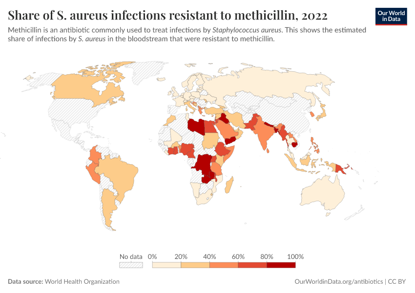 A thumbnail of the "Share of S. aureus infections resistant to methicillin" chart